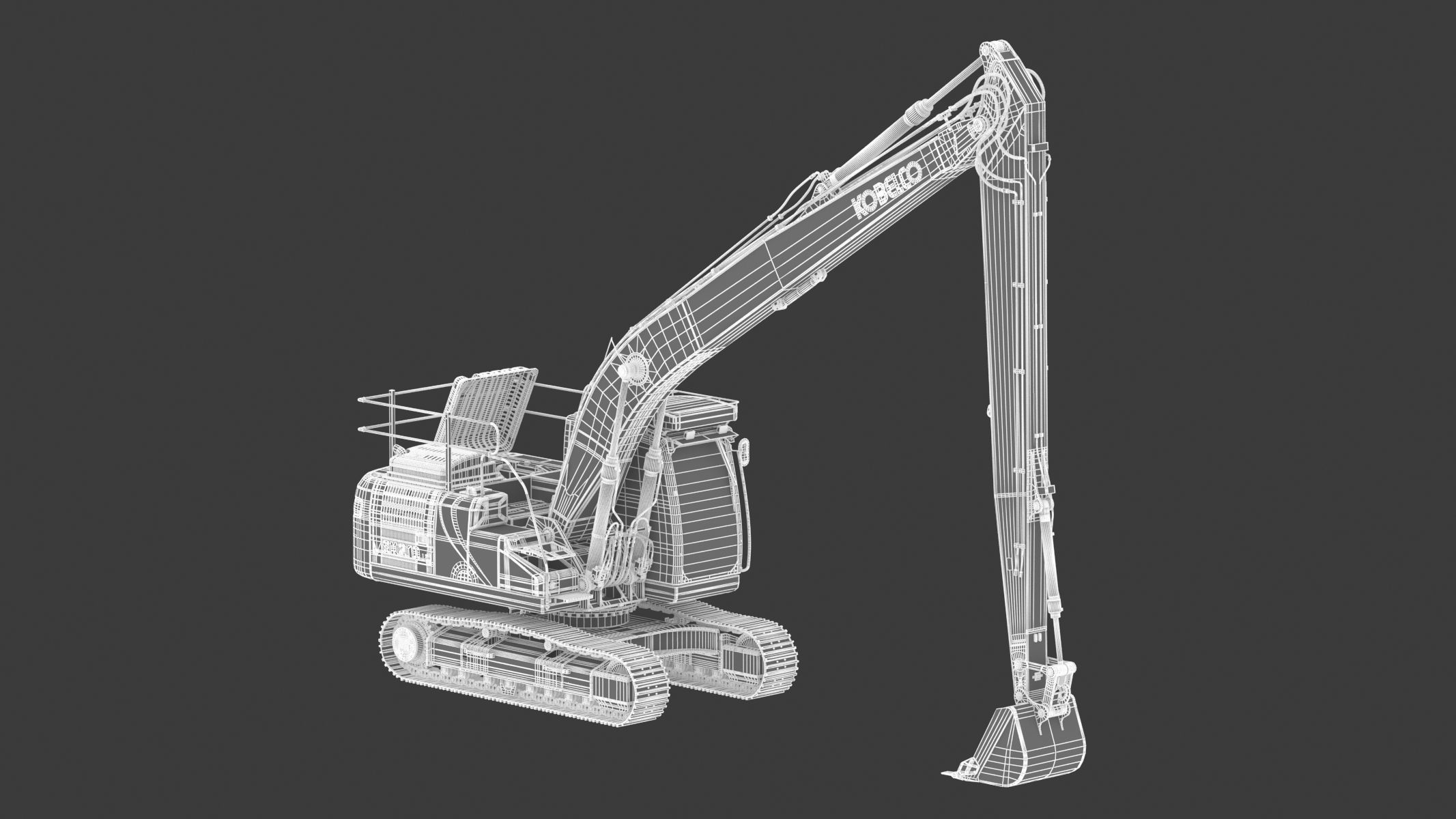 Kobelco SK210LC-10 Long Arm Excavator 3D model_29
