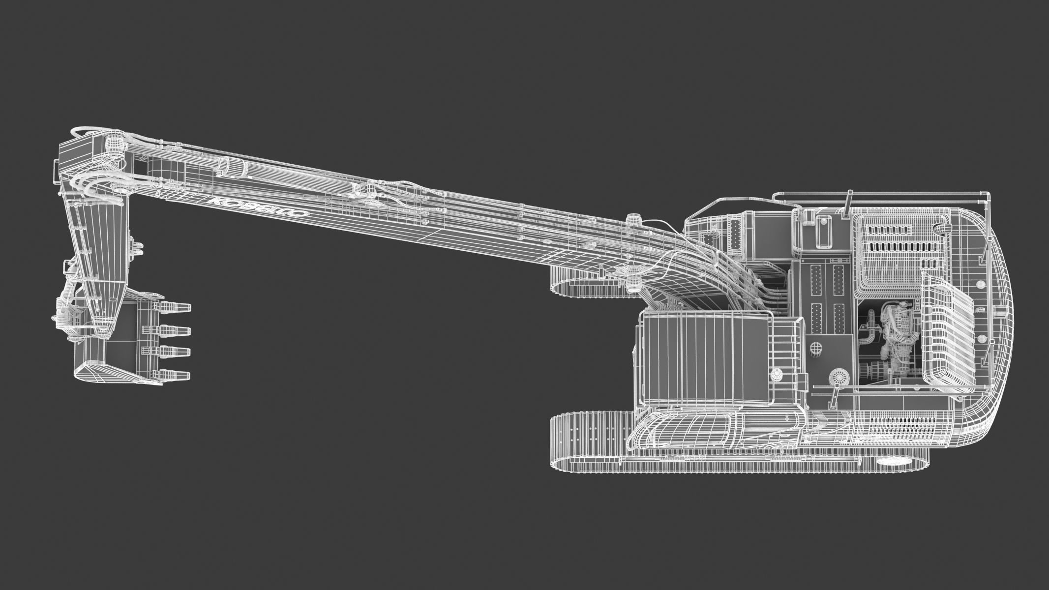 Kobelco SK210LC-10 Long Arm Excavator 3D model_31