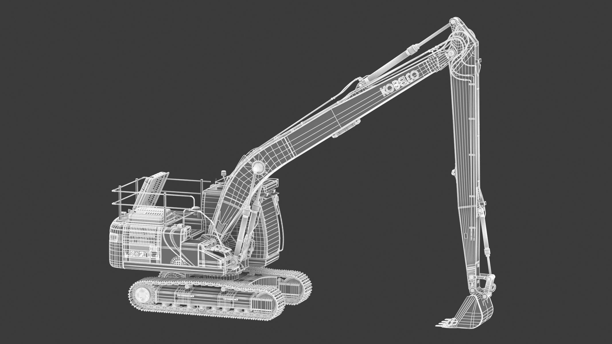 Kobelco SK210LC-10 Long Arm Excavator 3D model_22