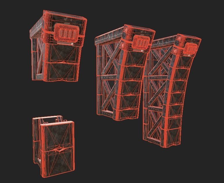 Metal Pillar Low-poly 3D model_5