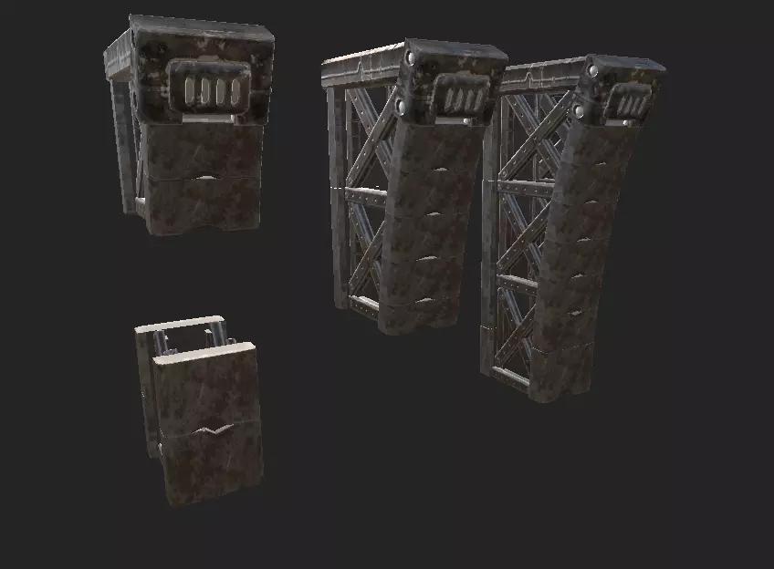Metal Pillar Low-poly 3D model_0