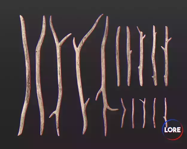 Medieval Essentials Sticks Building Set Low-poly 3D model