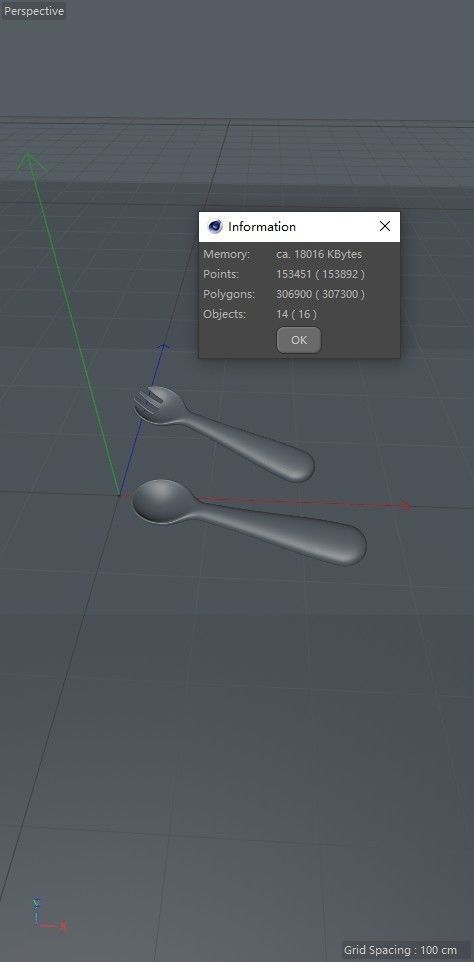 Cartoon childrens fork and spoon 3D model_2