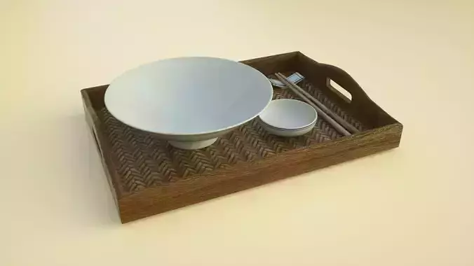 Trays plate  chopsticks  bowls  shelves