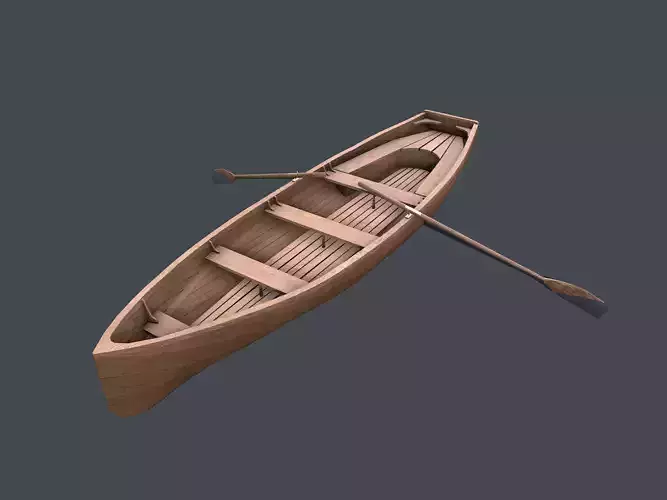 Wooden Boat Low-poly 3D model