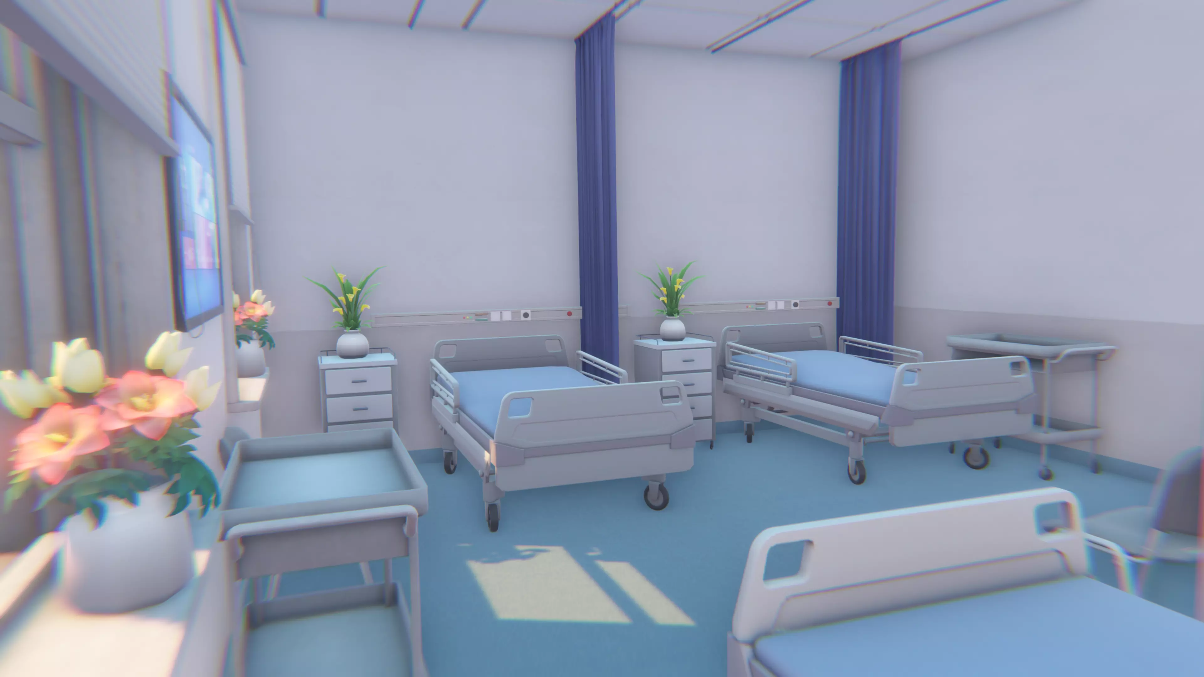 3D Scene - Hospital Ward Low-poly 3D model_0