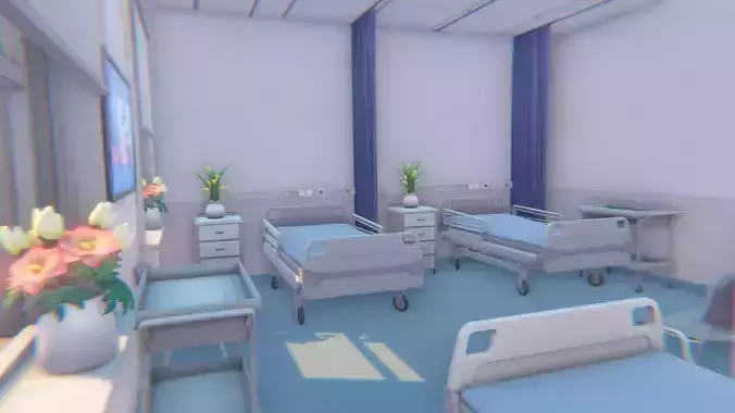 3D Scene - Hospital Ward Low-poly 3D model