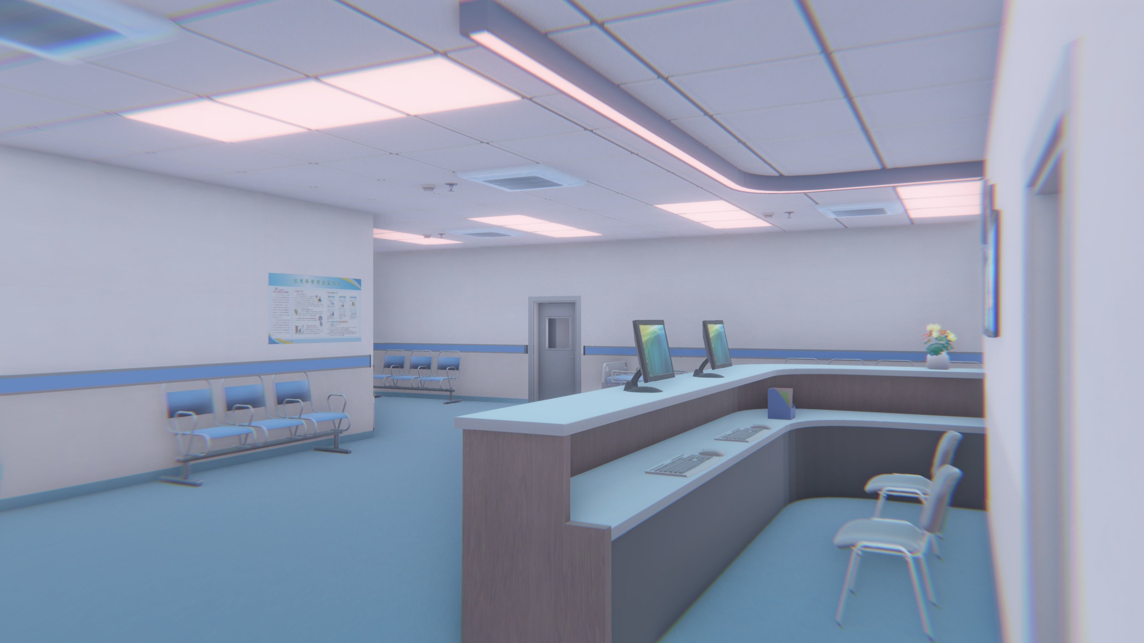 3D Scene - Hospital Ward Low-poly 3D model_3