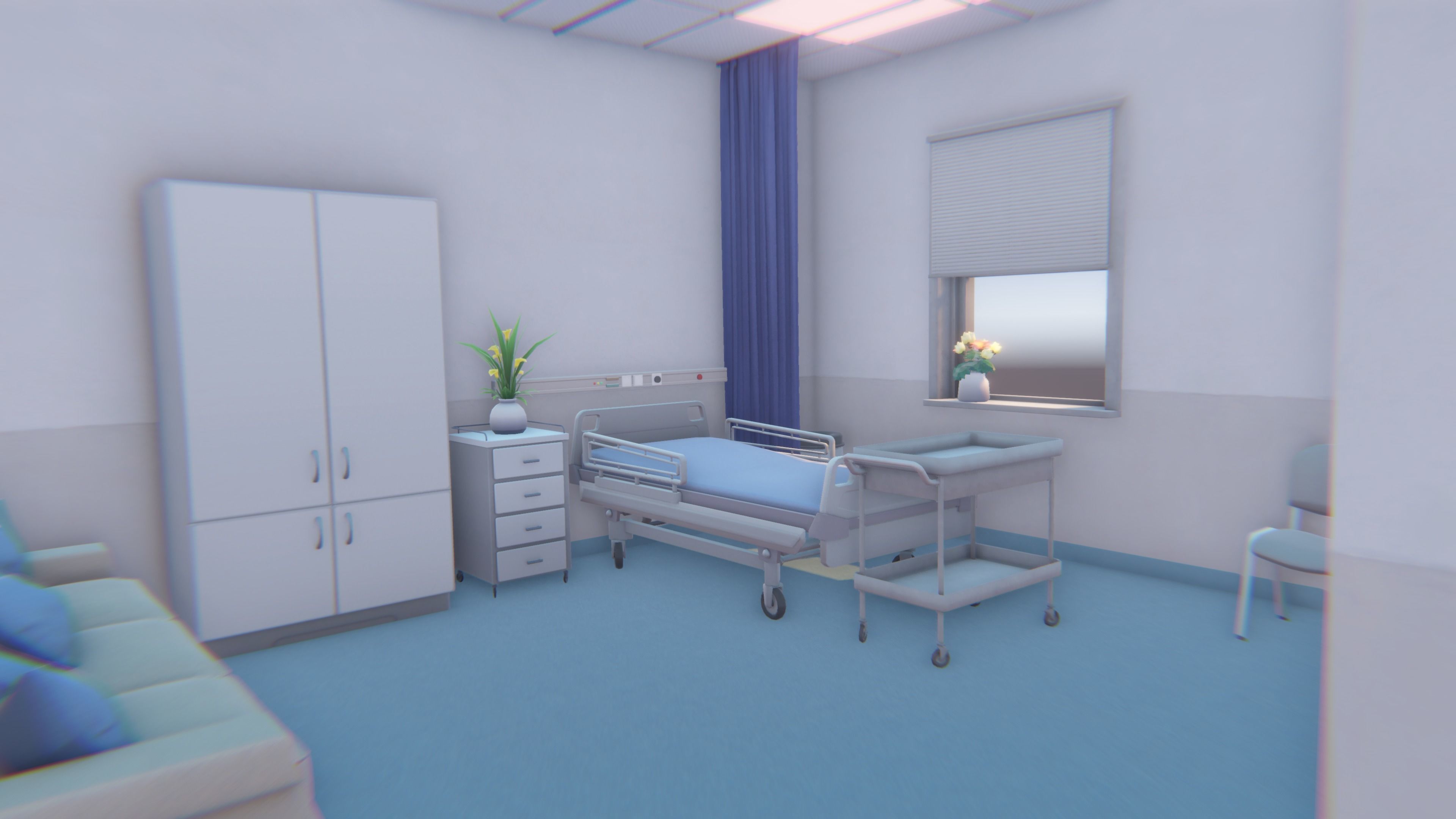 3D Scene - Hospital Ward Low-poly 3D model_6
