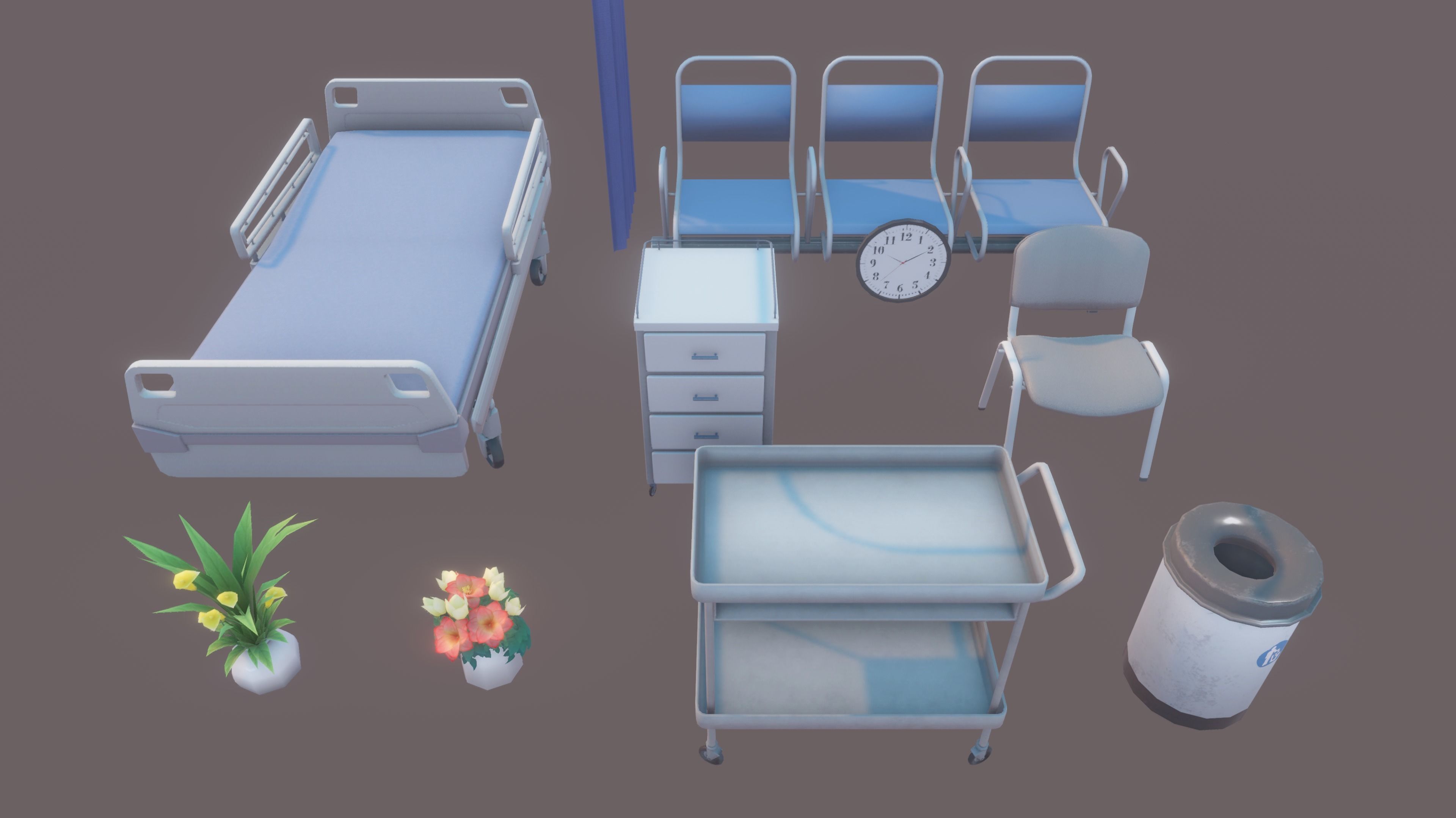 3D Scene - Hospital Ward Low-poly 3D model_16