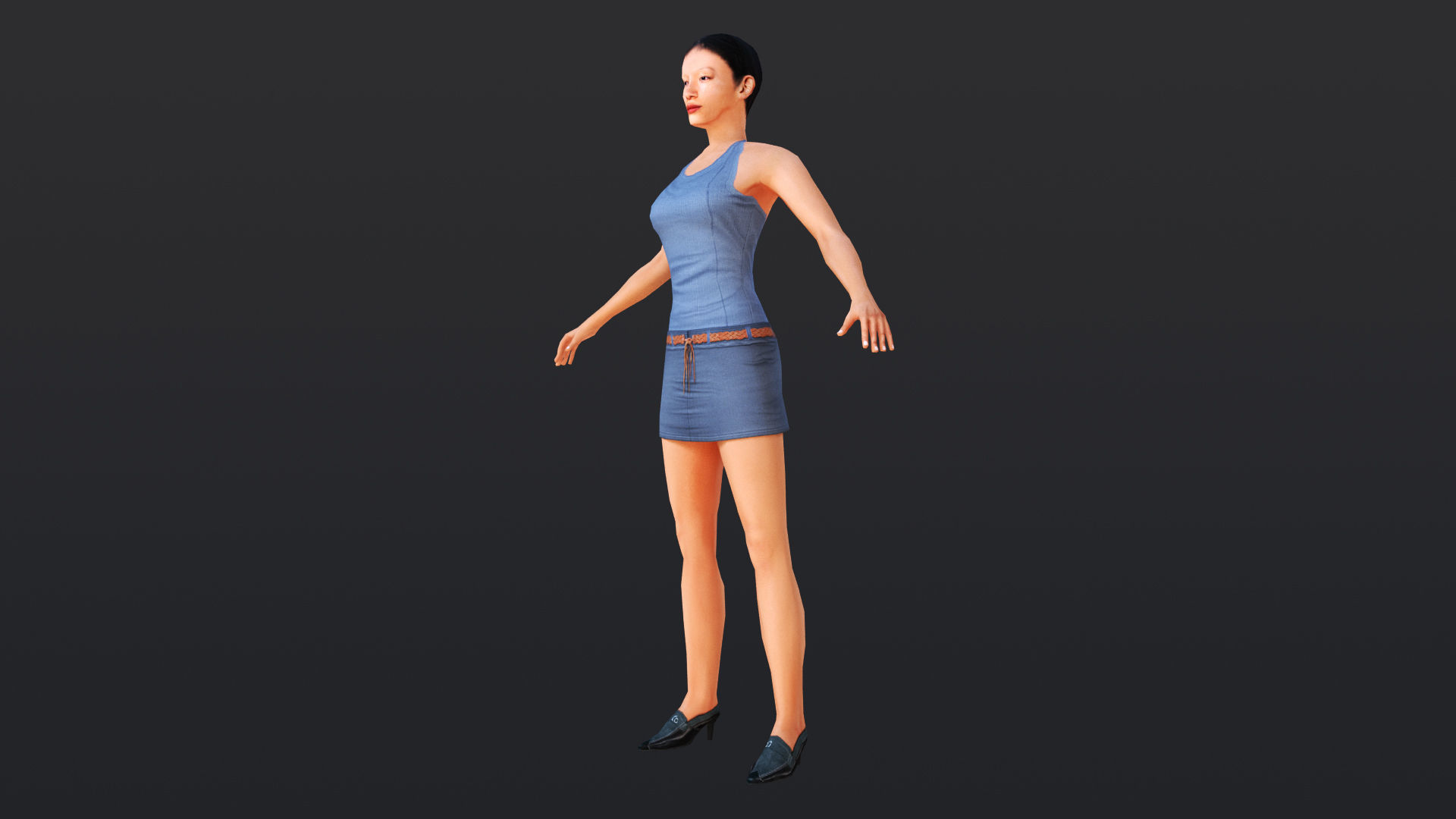 Woman 8 With 52 Animations 32 Morphs Low-poly 3D model_13