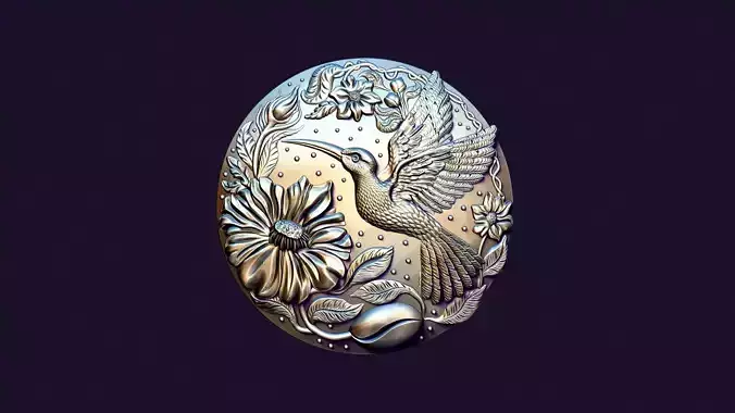 Hummingbird medallion for casting 3D print model