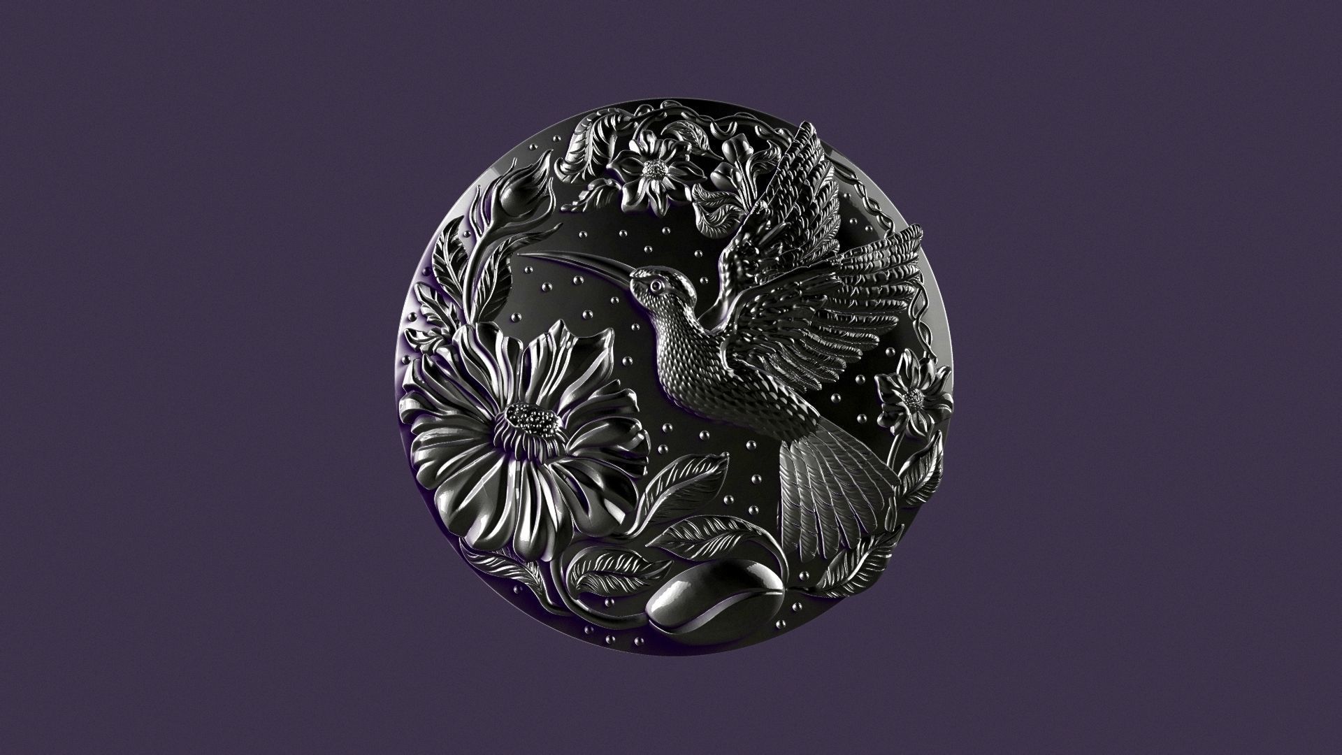 Hummingbird medallion for casting 3D print model_19