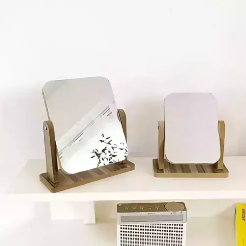 Classic Wood Desk Mirror Solid Wood