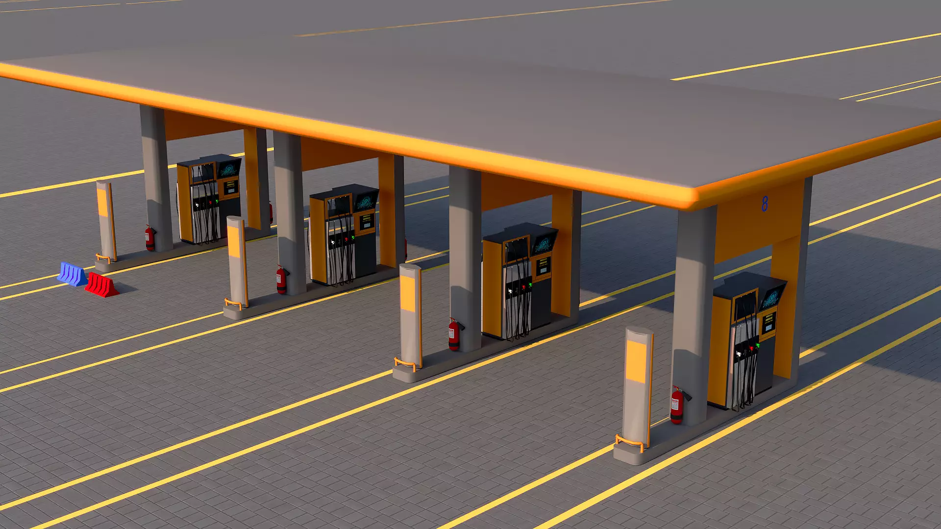 Gas station 3D model_0