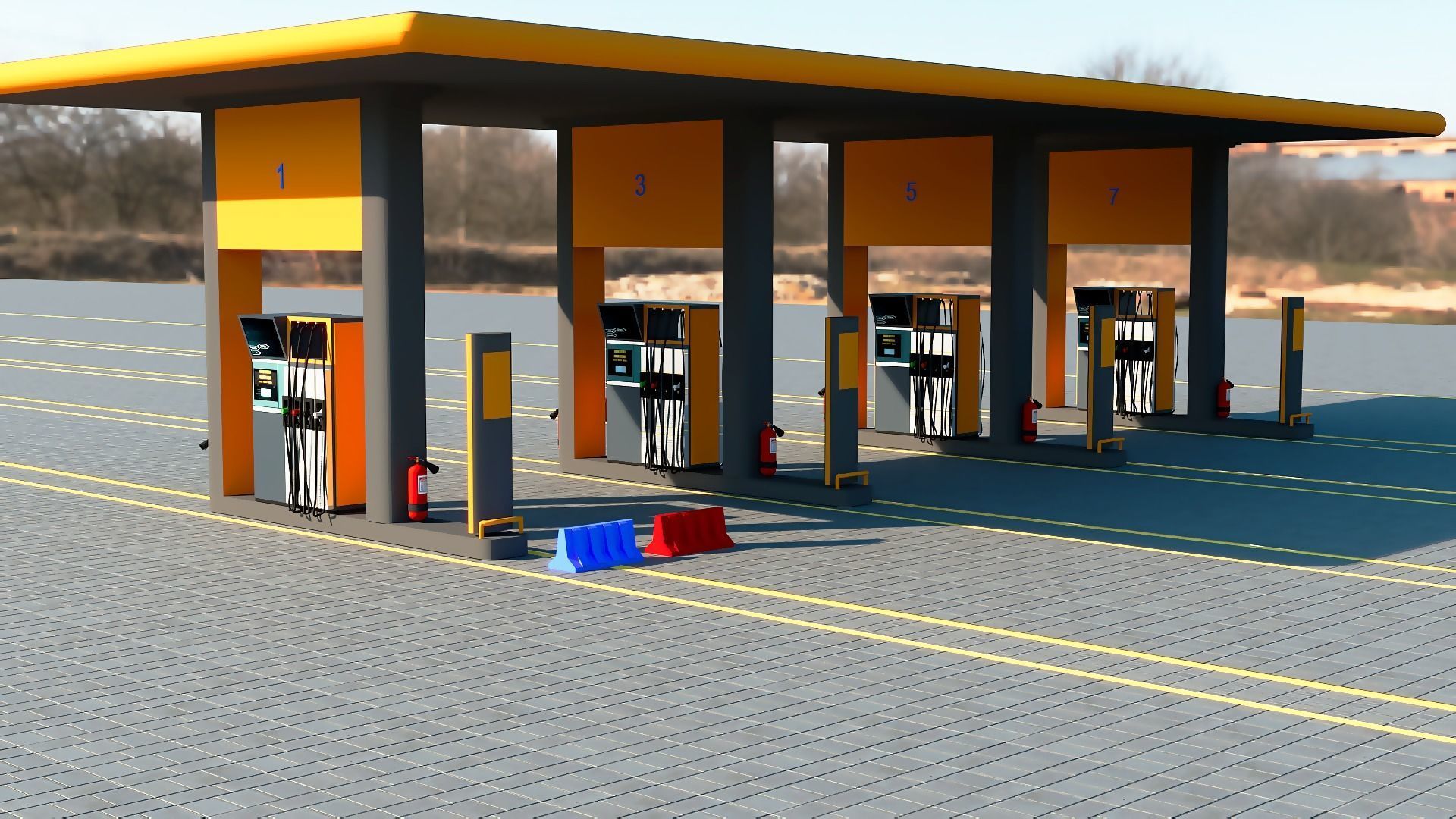 Gas station 3D model_4
