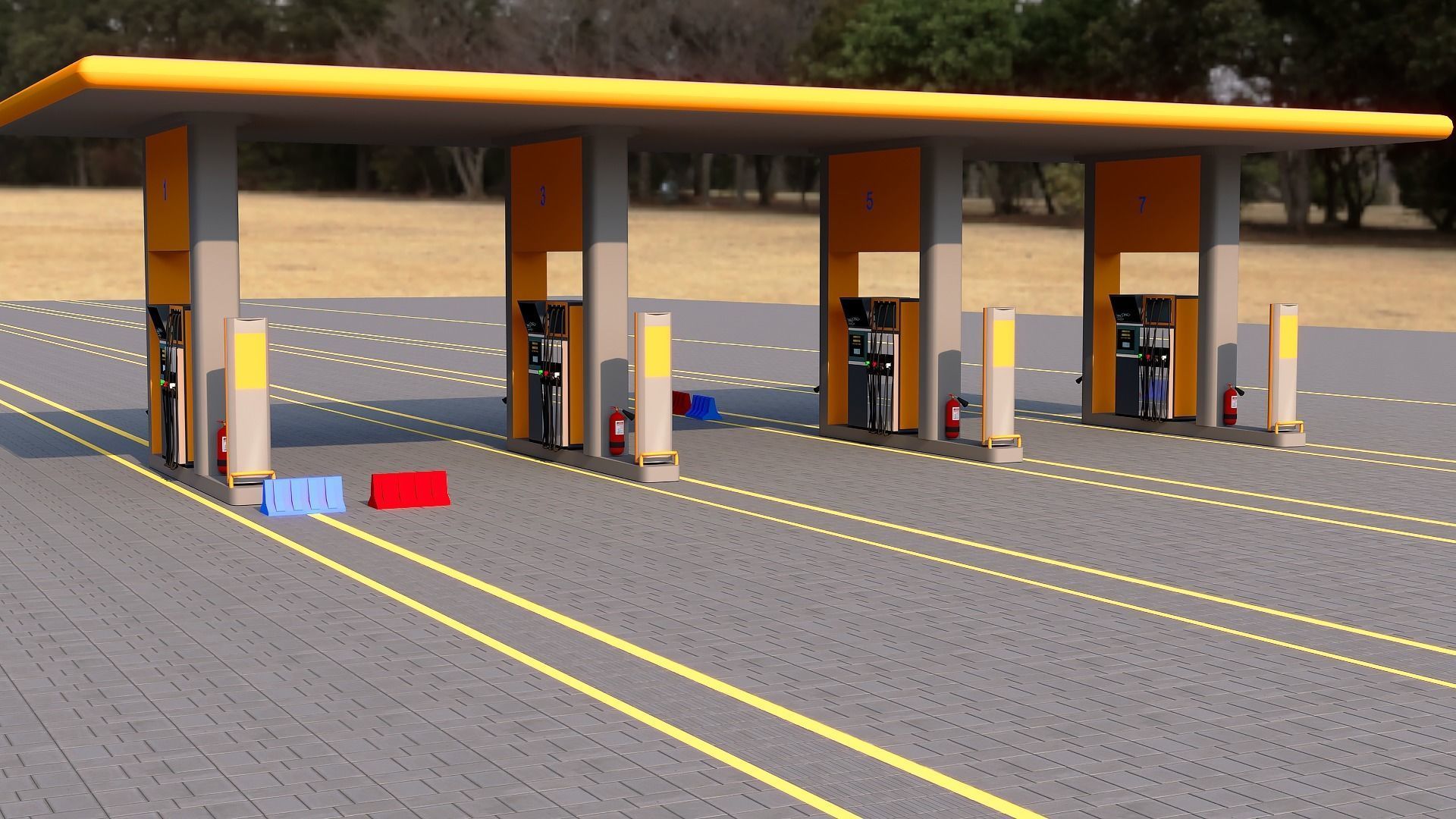 Gas station 3D model_2