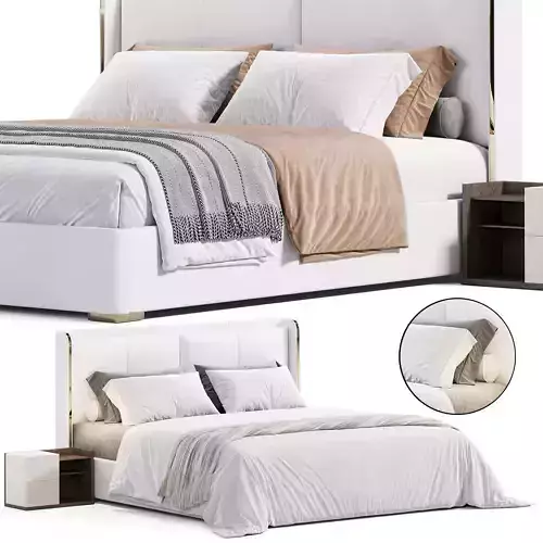 White Wingback King Bed 3D model