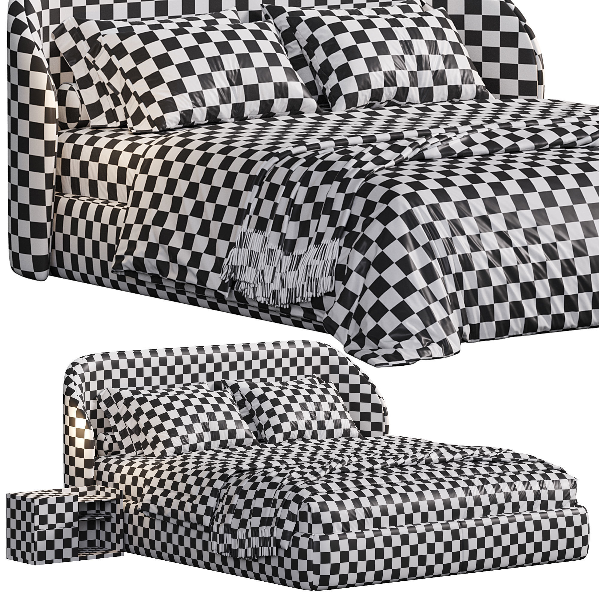 Bona Platform Bed Frame 3D model_5