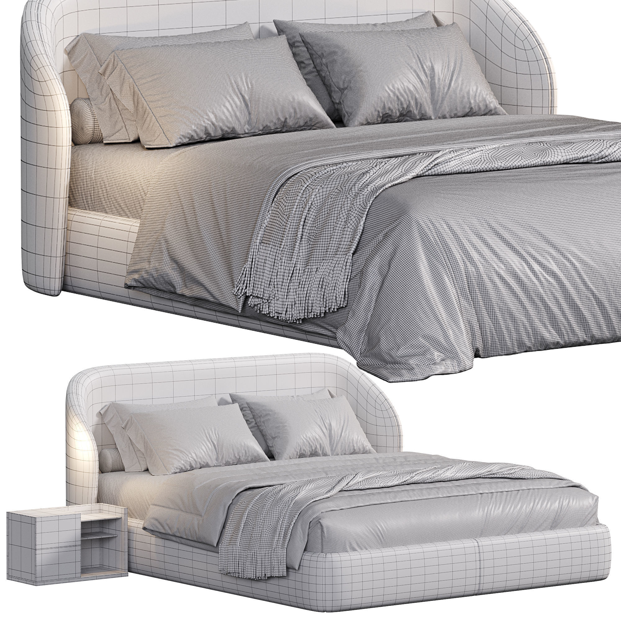 Bona Platform Bed Frame 3D model_6