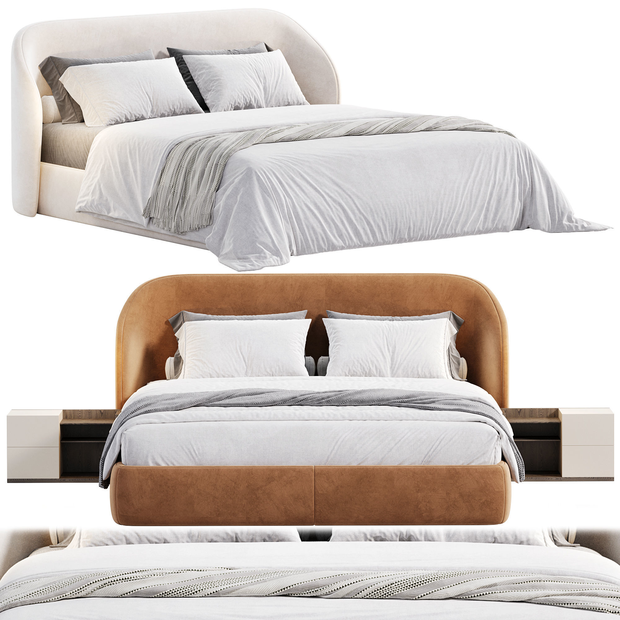 Bona Platform Bed Frame 3D model_3