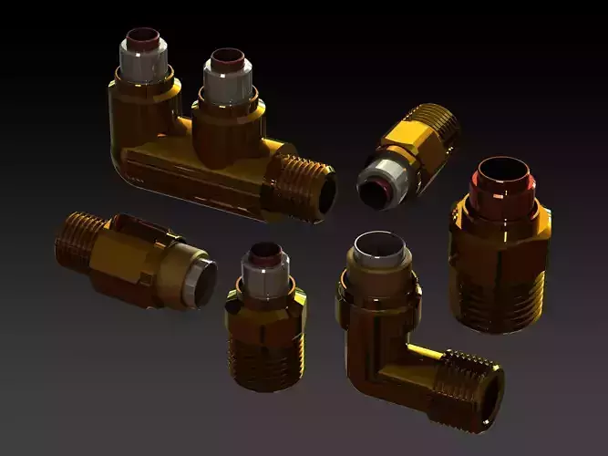 Brass Truck Fittings Set 3D model