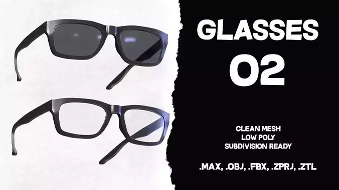 Glasses and Sunglasses 02 Low-poly 3D model