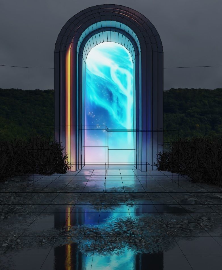 Sci Fi Gate Low-poly 3D model_5