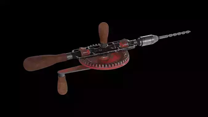 manual old driller Free low-poly 3D model