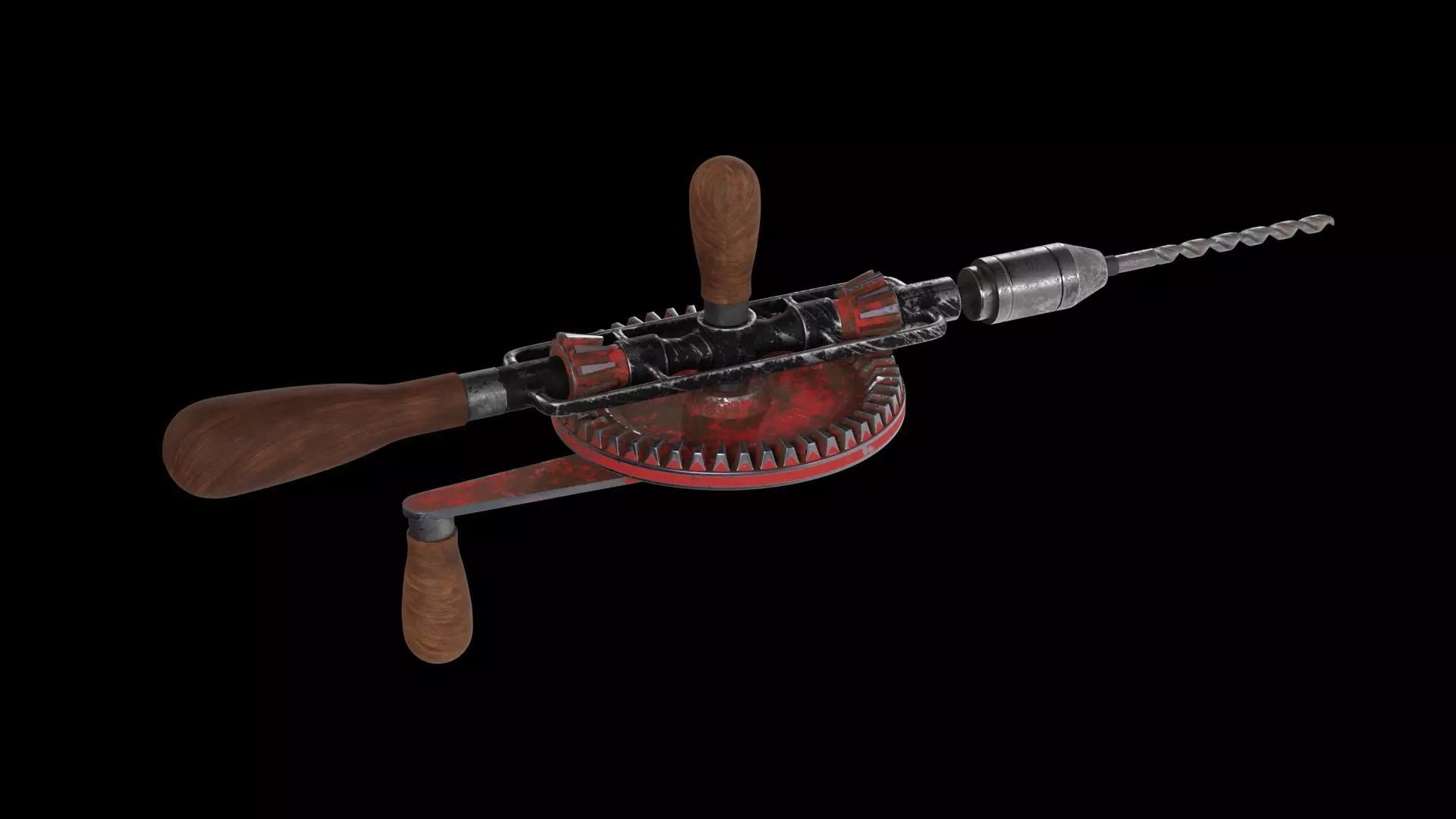 manual old driller Free low-poly 3D model