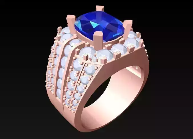 Oval stone ring - Mens Rings - N3149 3D print model