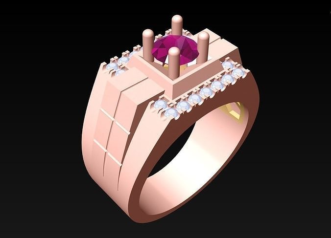 Diamond Rings - Mens Ring - N230 3D print model