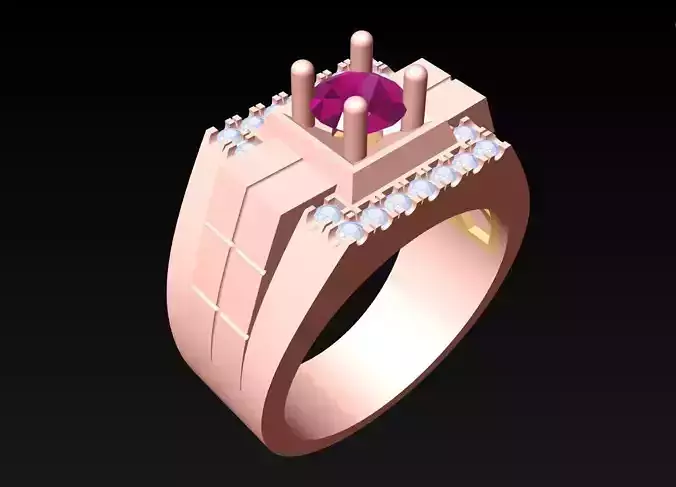 Diamond Rings - Mens Ring - N230 3D print model