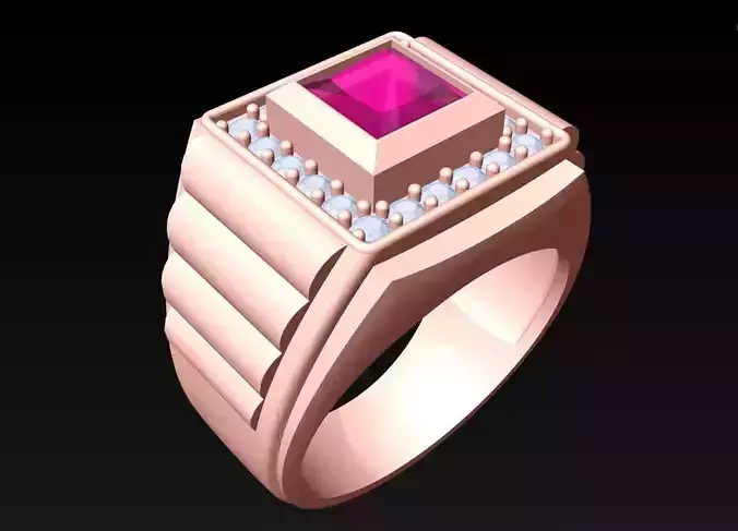 Square Stone Rings - Mens Rings - N433