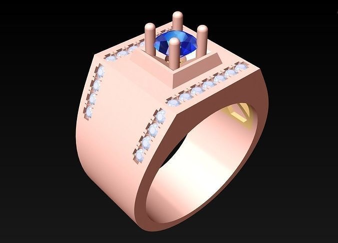 Diamond Rings - Mens Ring - N105 3D print model