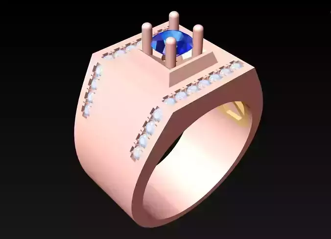 Diamond Rings - Mens Ring - N105 3D print model