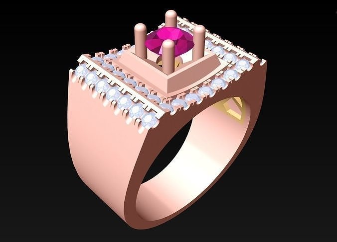 Diamond Rings - Mens Ring - N242 3D print model
