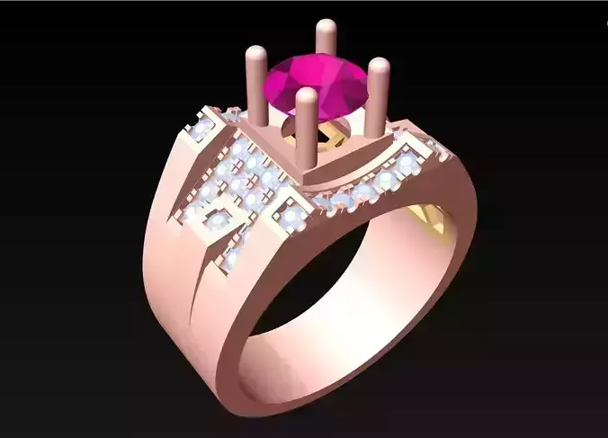 Diamond Rings - Mens Ring - N245 3D print model