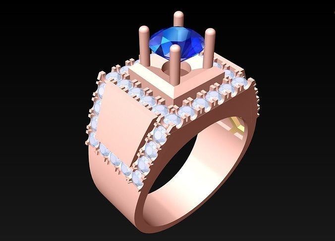 Diamond Rings - Mens Ring - N189 3D print model