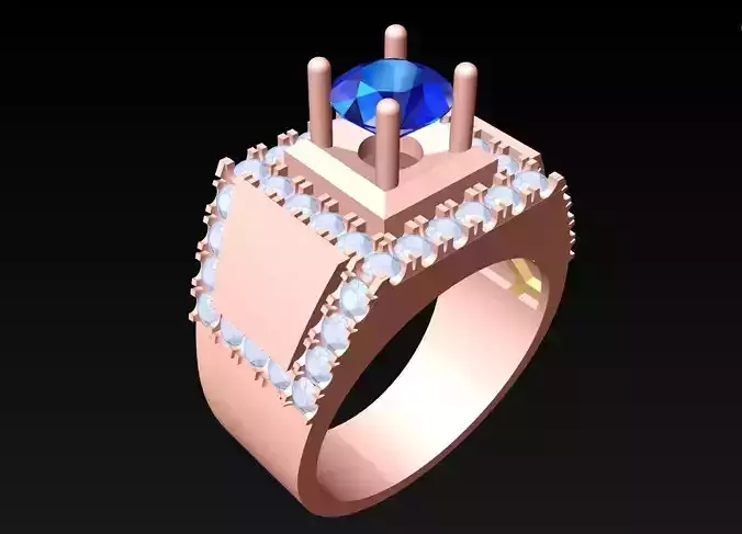 Diamond Rings - Mens Ring - N189 3D print model