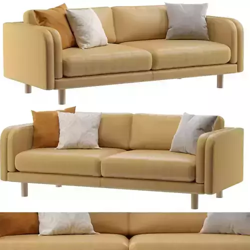 Pershing Leather Curved Arm 79 Sofa