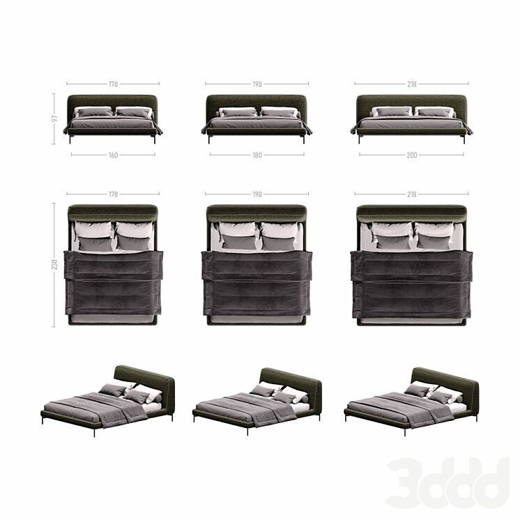 Double bed 3D model_7