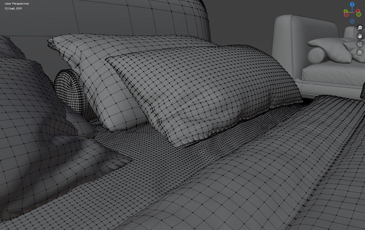 Double bed 3D model_10