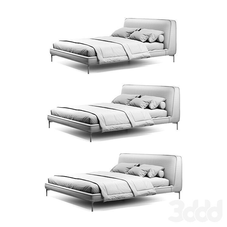 Double bed 3D model_8