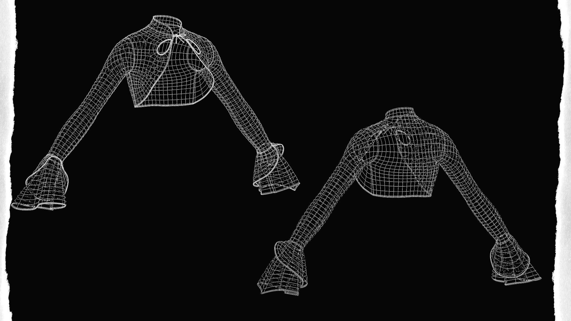 Women Gothic Top 01 Low-poly 3D model_4