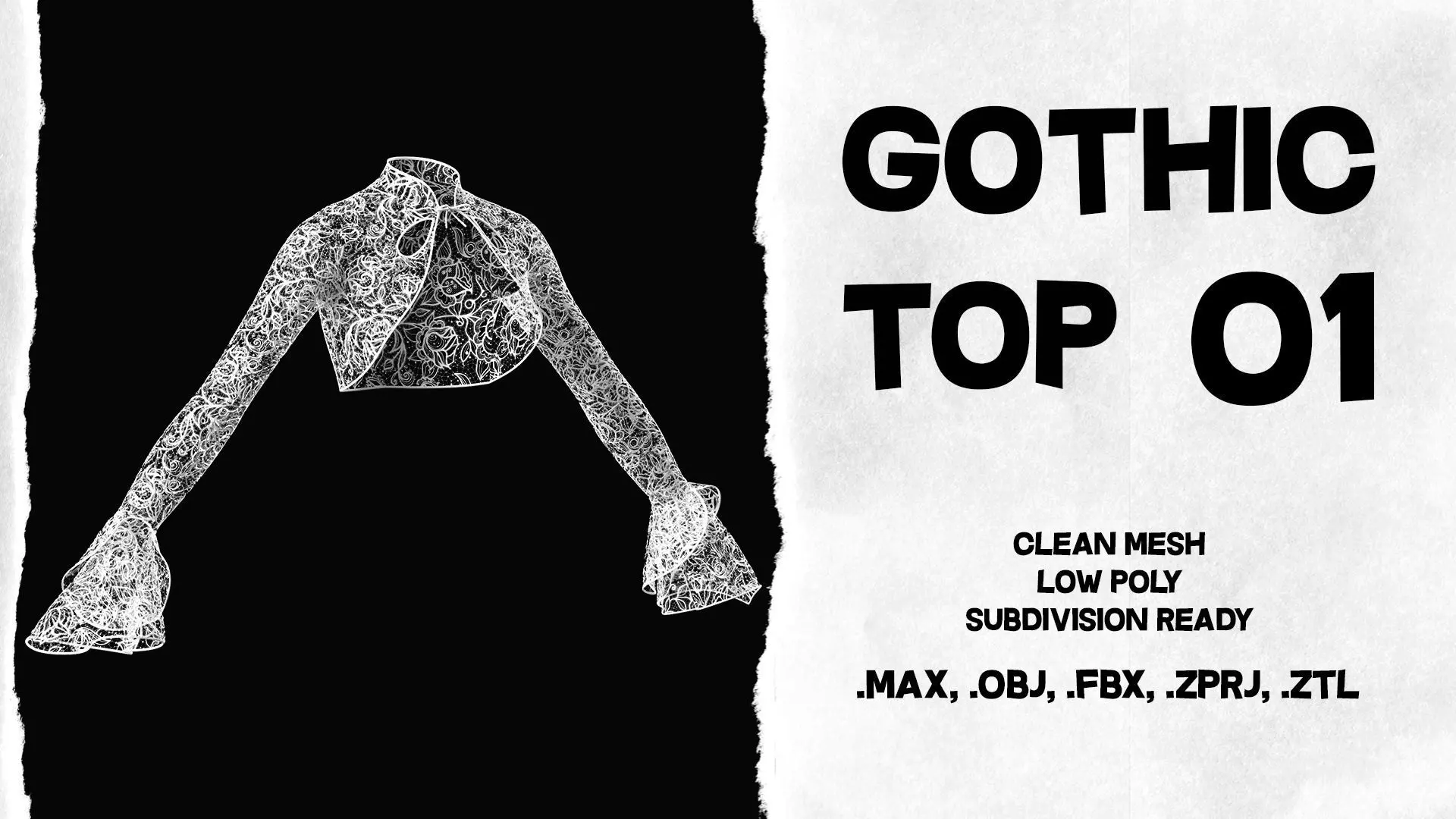 Women Gothic Top 01 Low-poly 3D model_0