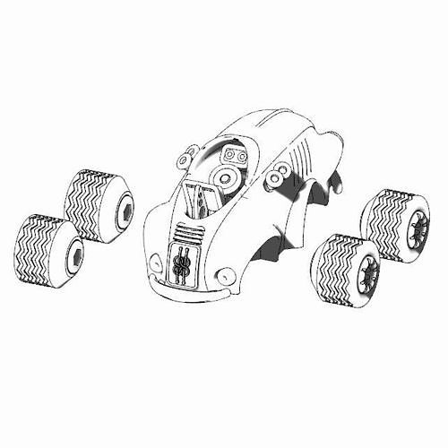 3D Printable - Cute 50s Vintage Car - Supportless 3D print model 5