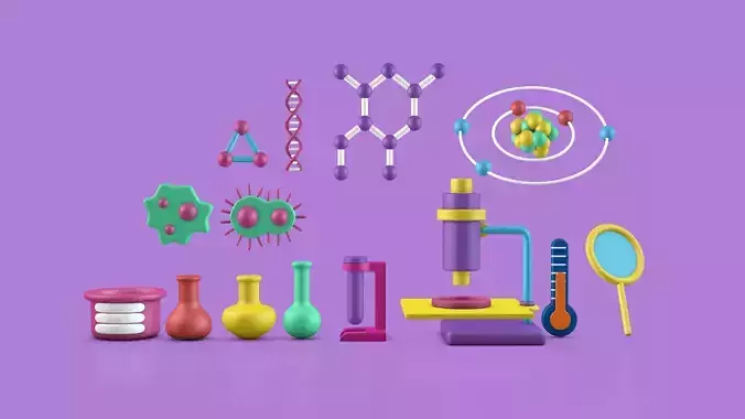Science Laboratory Cartoon Low-poly 3D model