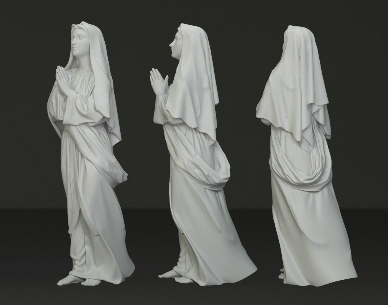 Mother Mary Statue 3D print model_3