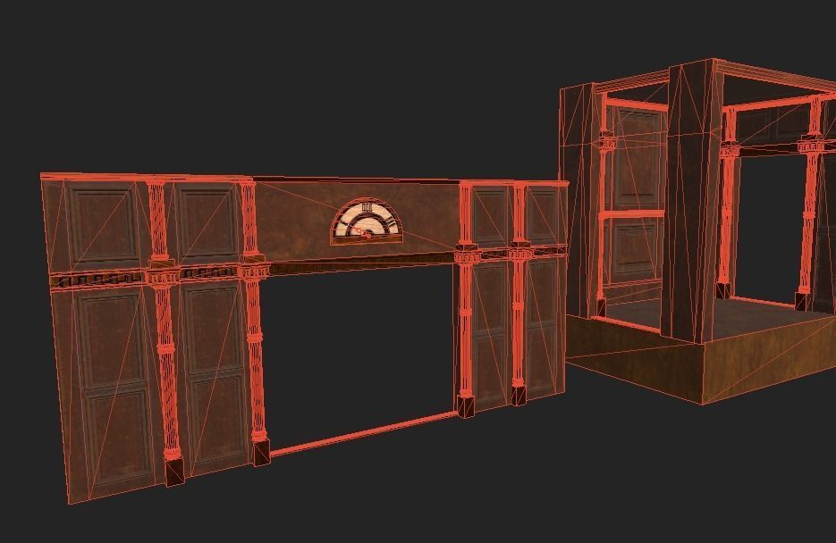 baroque wooden Lift Low-poly 3D model_6